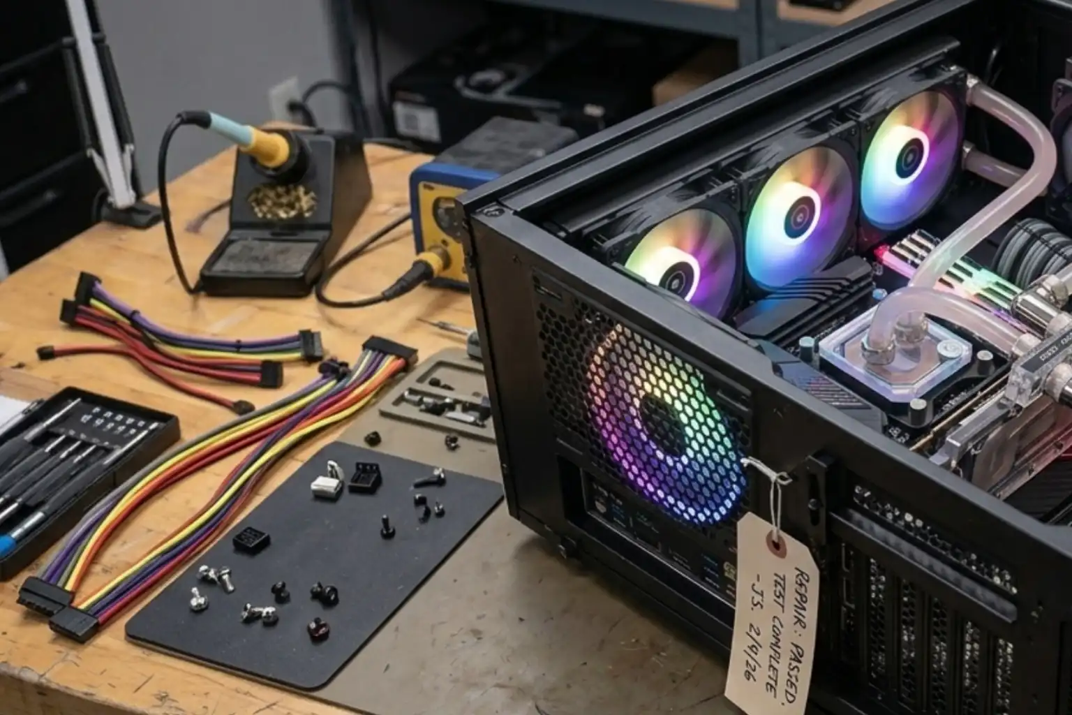 Technician repairing a laptop at Pine Cell Repair Sanford NC